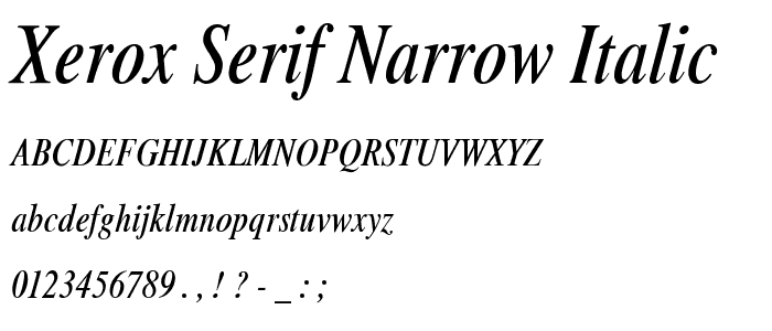 Xerox Serif Narrow Italic font